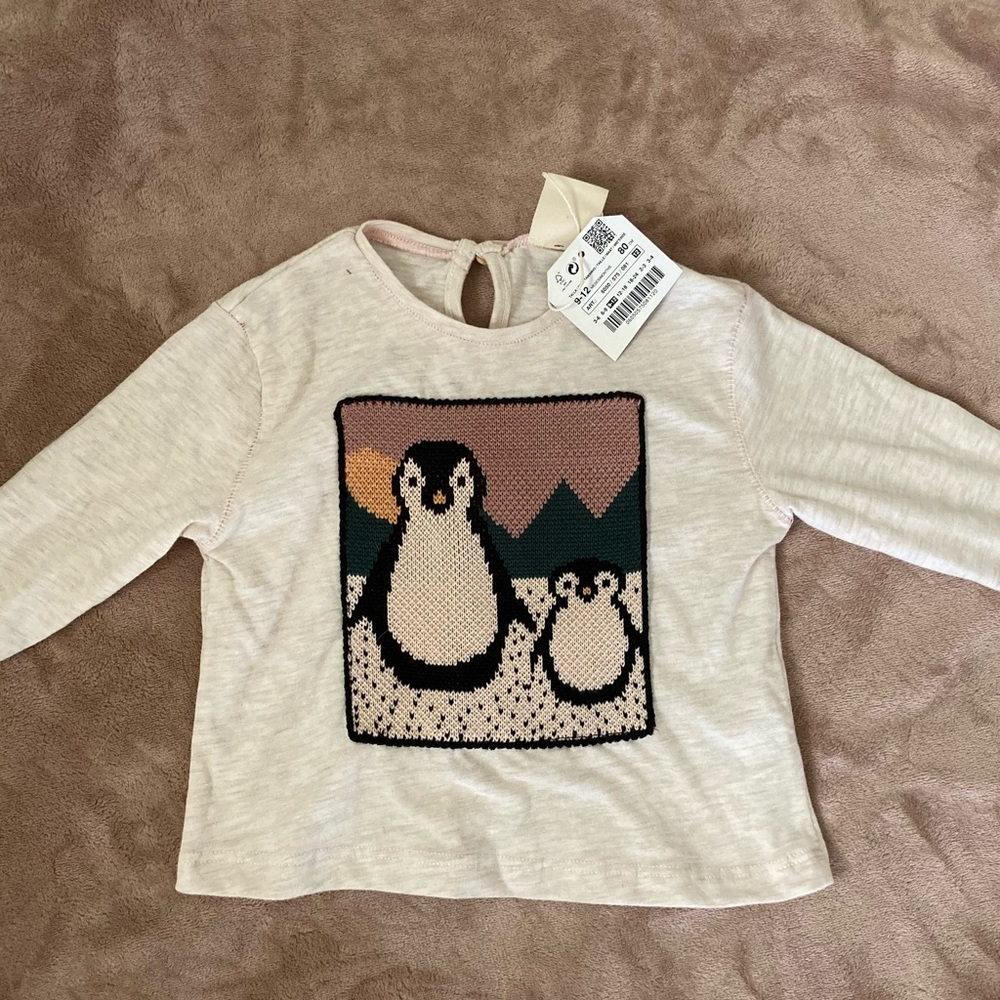 Zara long sleeve penguin shirt